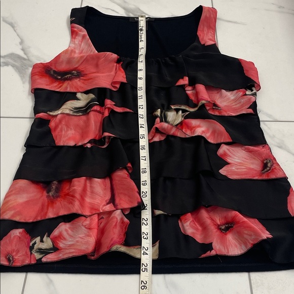 White House Black Market Black & Pink Floral Tank Top with Layered Front Size M - Picture 9 of 10